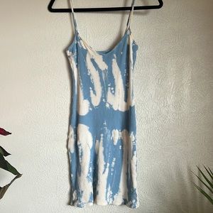 Blue and white tie die bodycon short dress